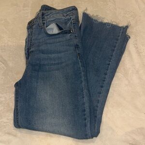 Women’s Blue Raw-Hem Straight Leg Jeans